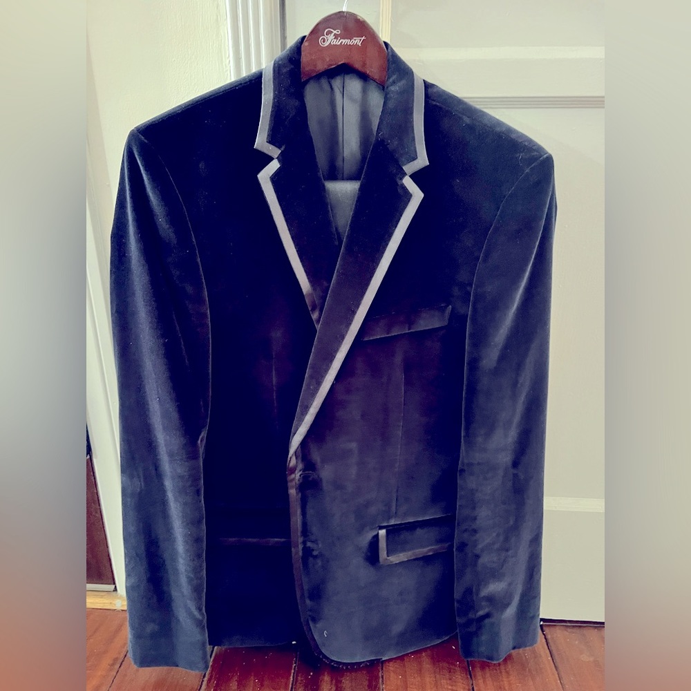 Beautiful Deep Blue Velvet Jack London Suit Jacket
